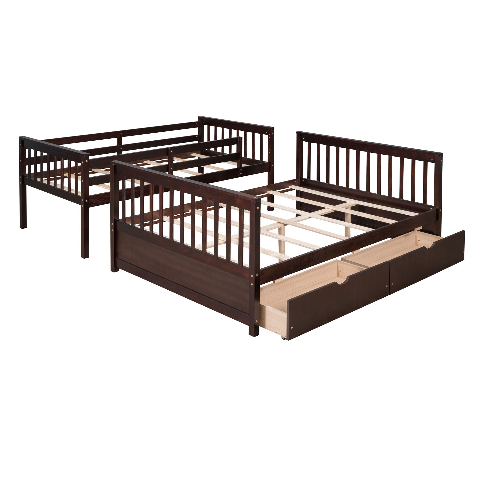 Bunk Bed With Ladders And 2 Storage Drawers
