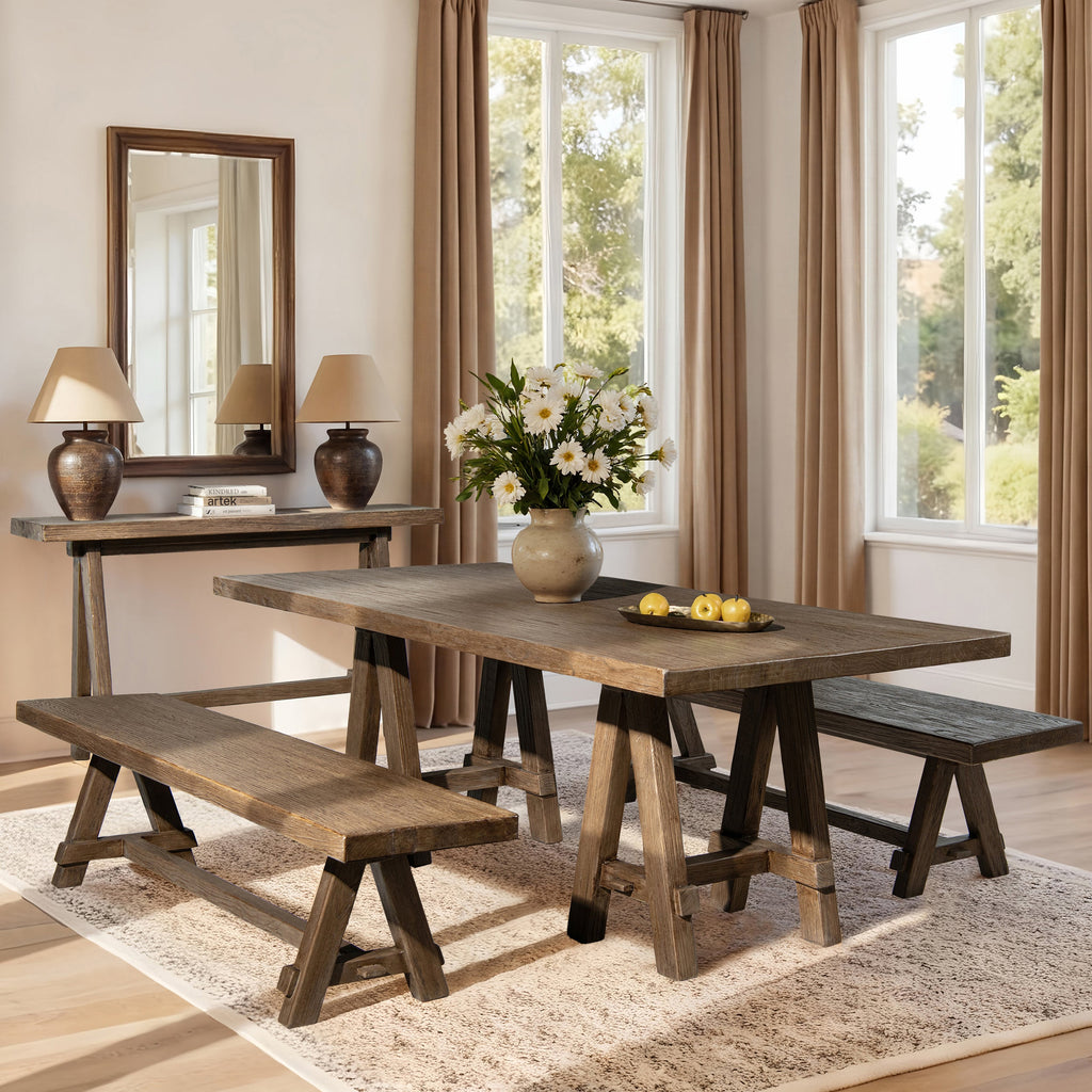 Hawthorne 72' Reclaimed Elm Trestle Dining Bench