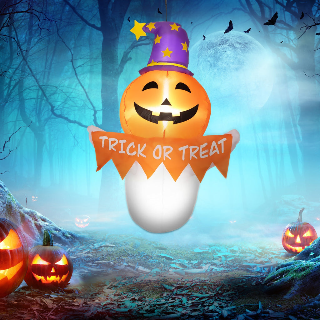 Inflatable Halloween Window Sticker Ghost with LED Lights – 41.3" Tall