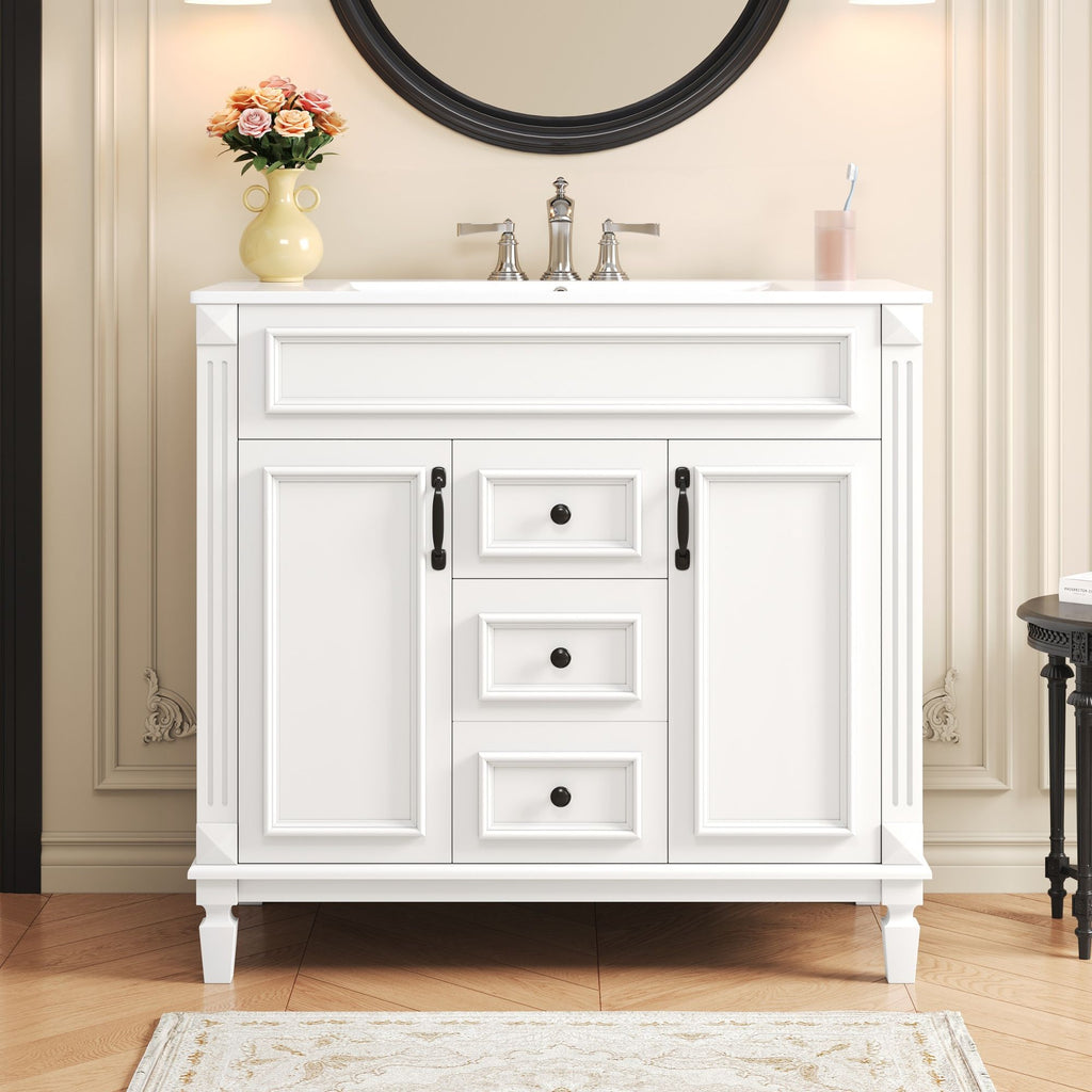 Bathroom Vanity With Top Sink and Soft-Closing Storage