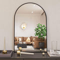 24x36 Inch Black Metal Framed Arched Bathroom Mirror
