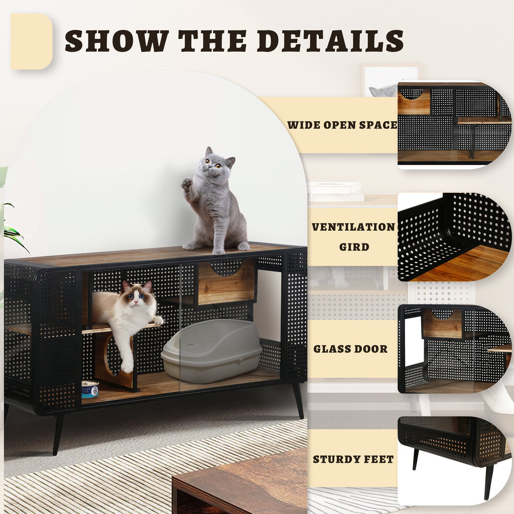 Modern Spacious Cat House Black + Brown