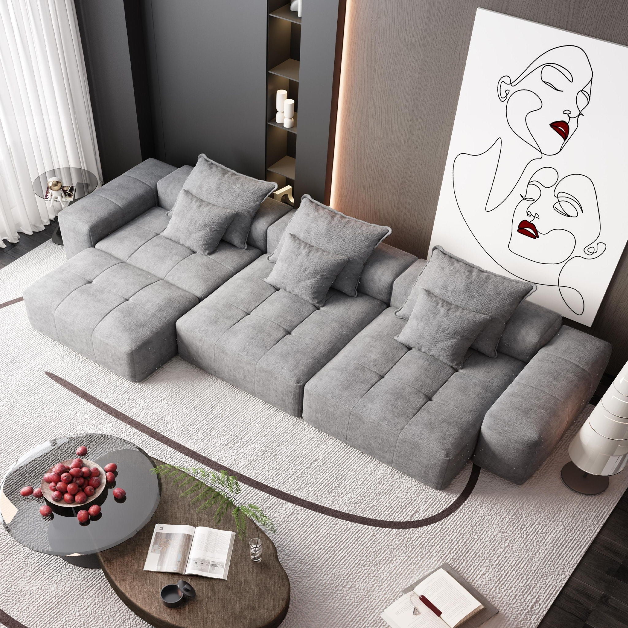 Modern Oversized DIY Combination Modular Sectional Sofa With Pillows