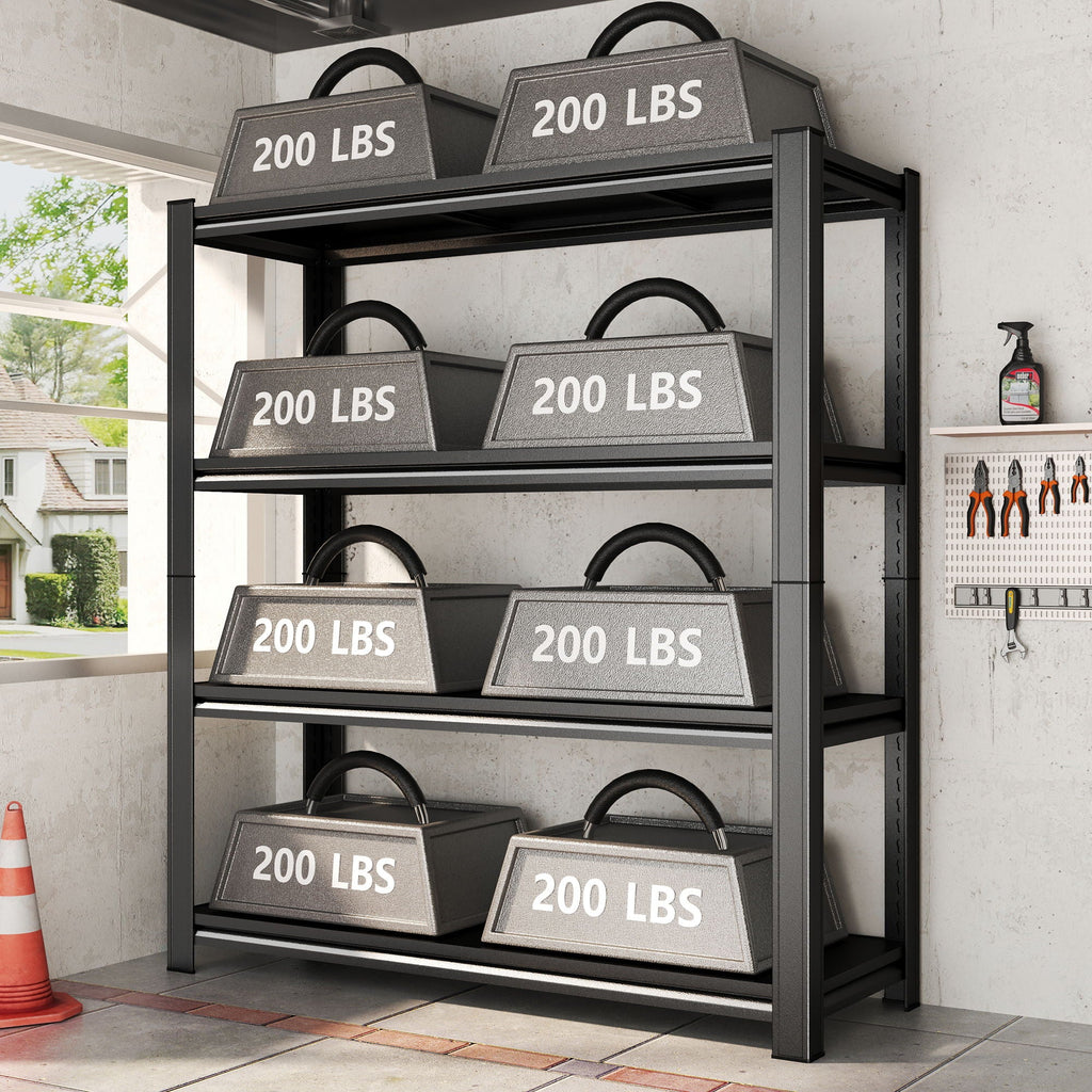 4-Tier Height-Adjustable Storage Rack, Vertical Organizer, Assembly Required - Black