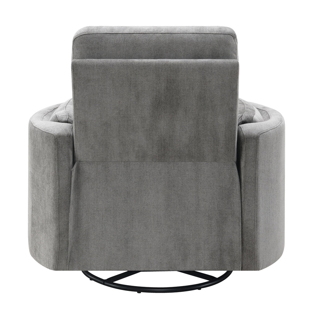 Sagen Charcoal Chenille Glider Recliner with Swivel