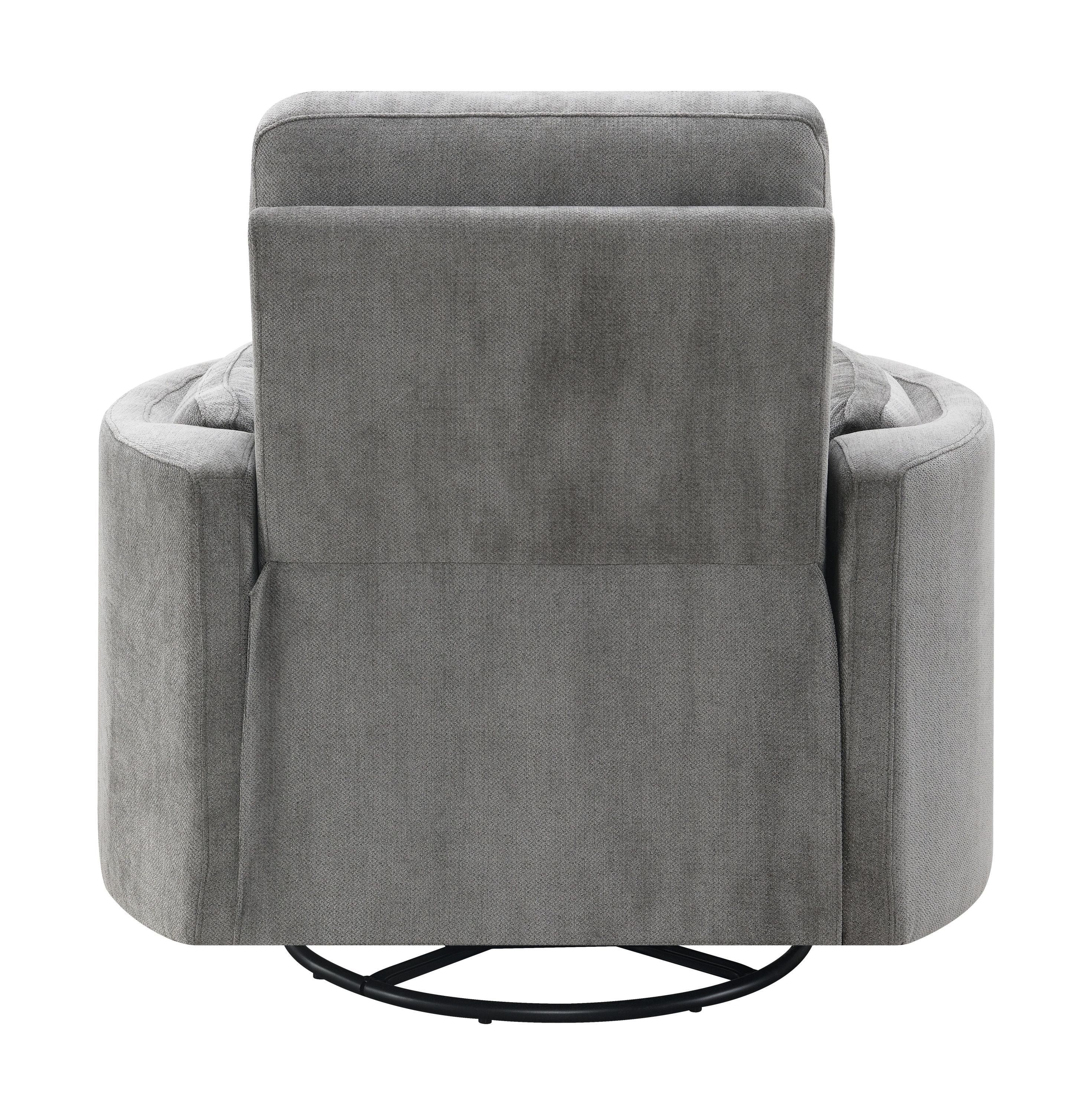 Sagen Charcoal Chenille Glider Recliner with Swivel