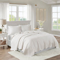 3 Piece Reversible Scalloped Edge Quilt Set White Full/Queen