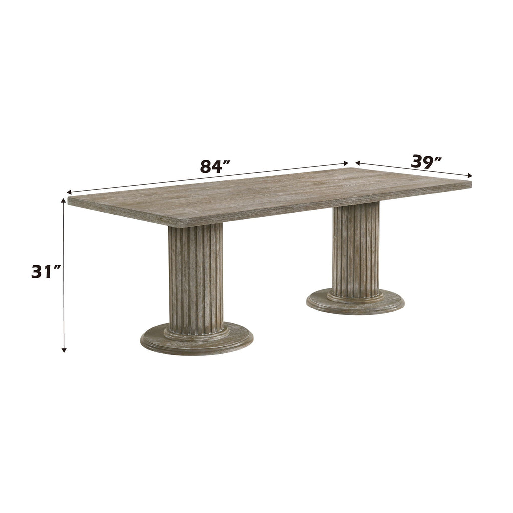 Gabrian 7 Pieces Dining Room Set - Reclaimed Wood, Beige / Gray
