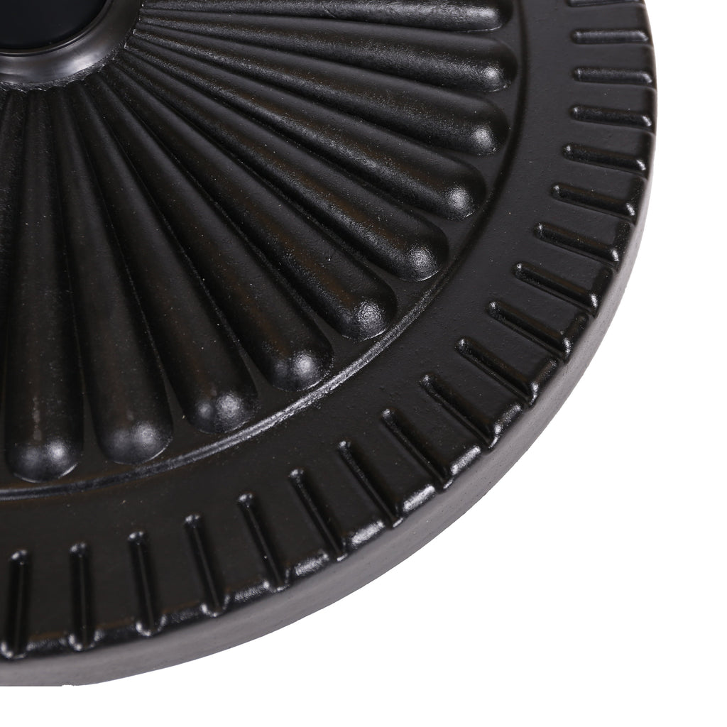 Black Rock Resin Outdoor Umbrella Base with Steel Support in Black Finish