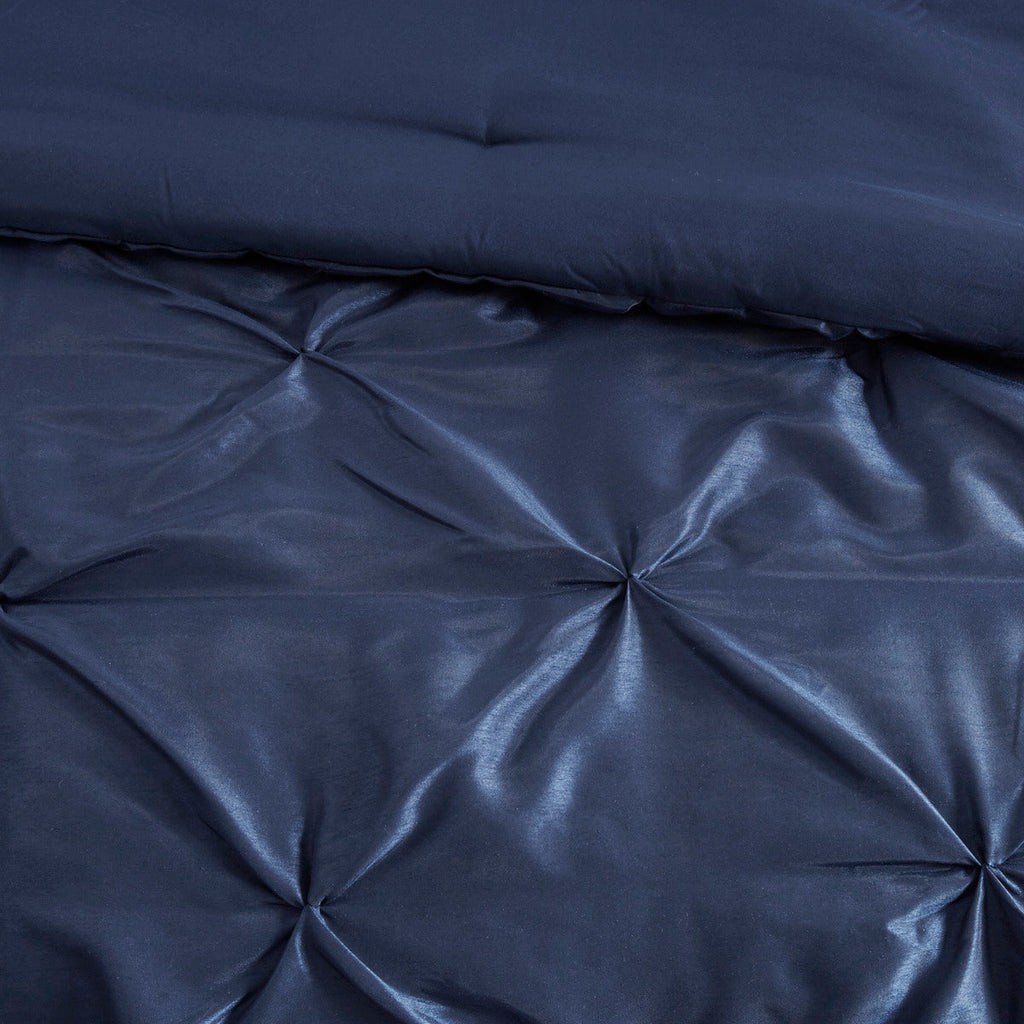 7 Piece Tufted Comforter Set Navy Queen