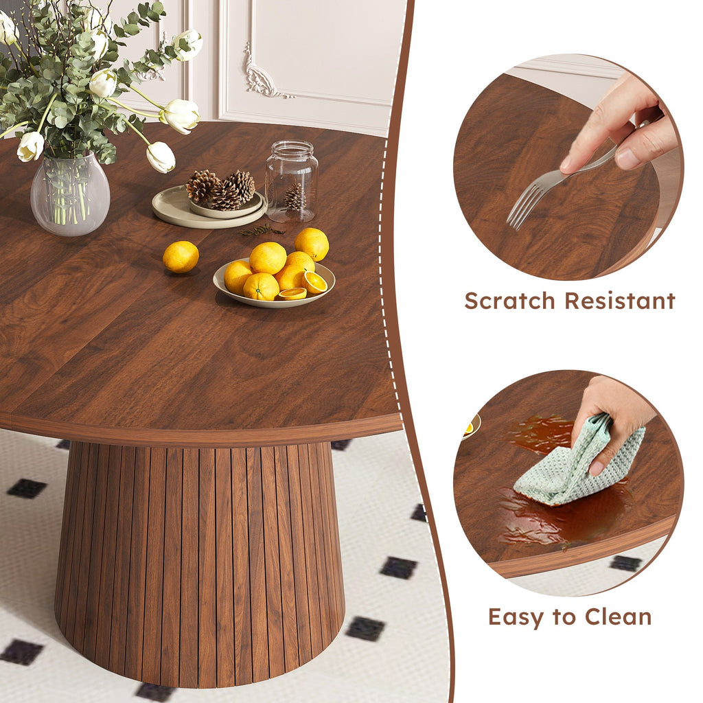 47 Inch Round MDF Dining Table for 4, Modern Farmhouse Style