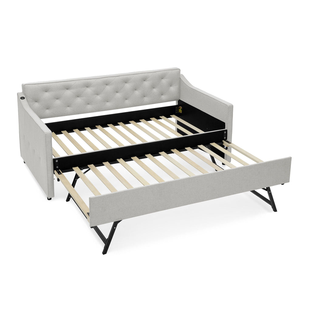 Daybed With Pop Up Trundle And USB Charging Armrest