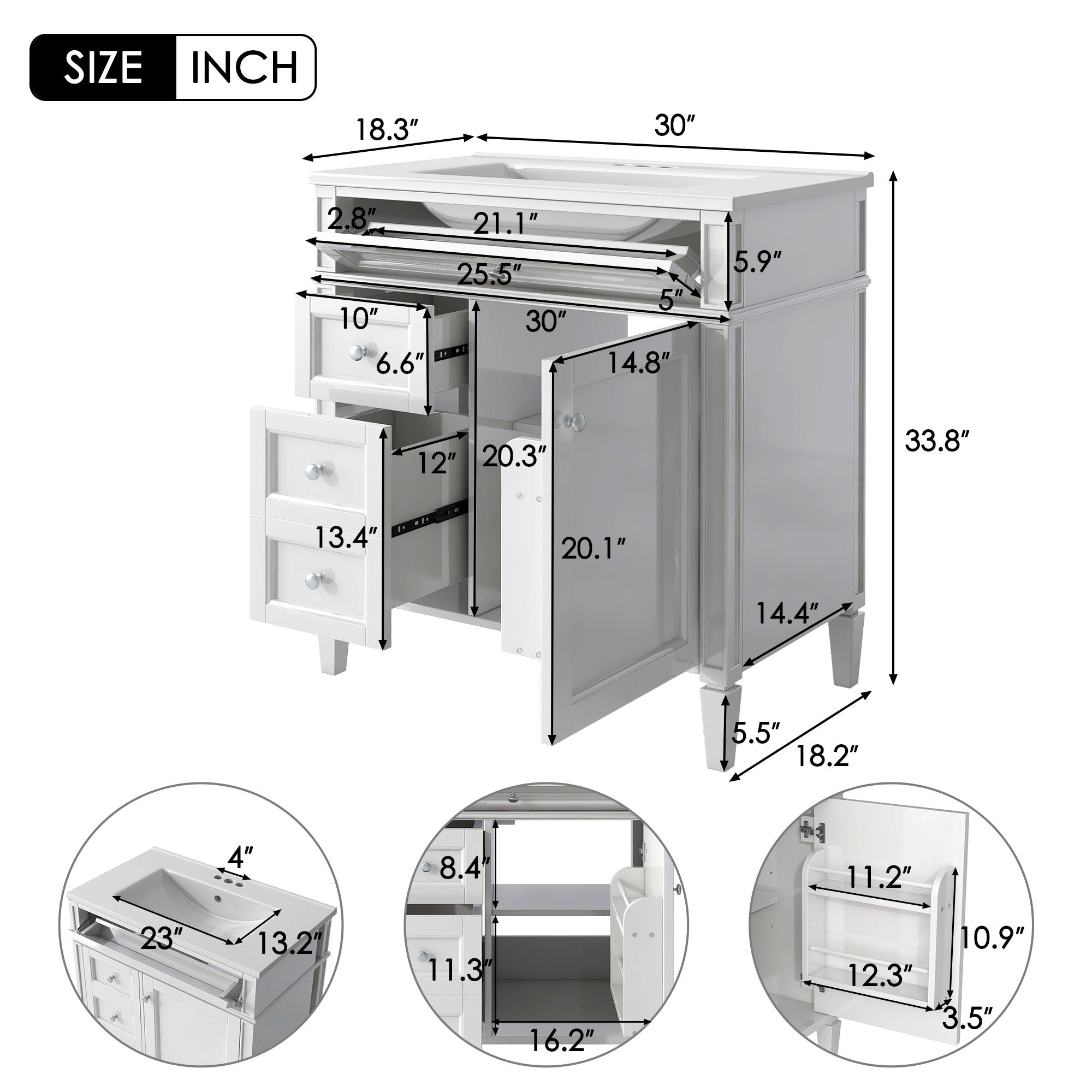 Bathroom Vanity With Medicine Cabinet and Storage