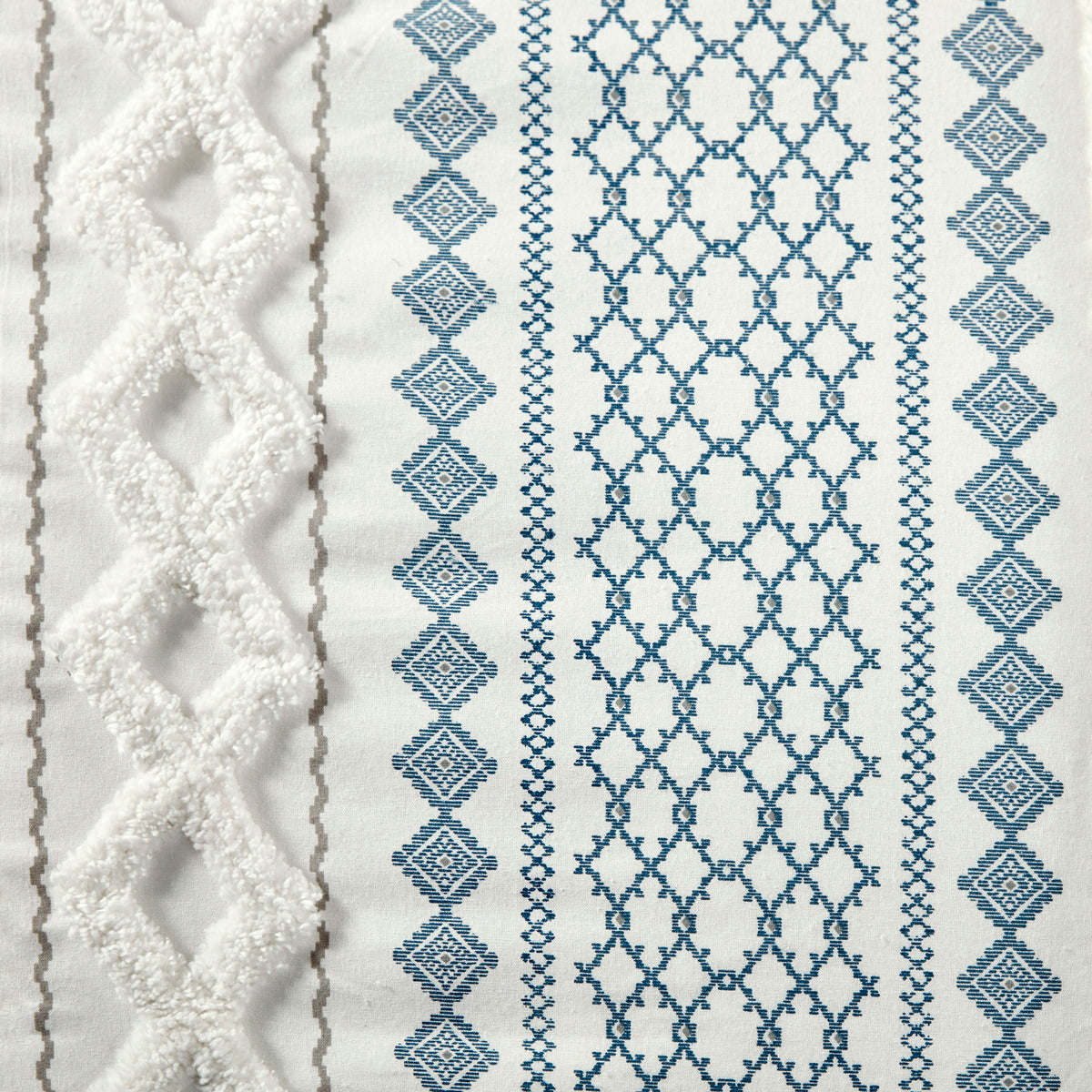 King/Cal King Cotton Printed Duvet Cover Set with Chenille