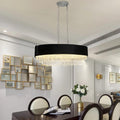 39' Modern Crystal Chandelier with Black Imitation Velvet Shade