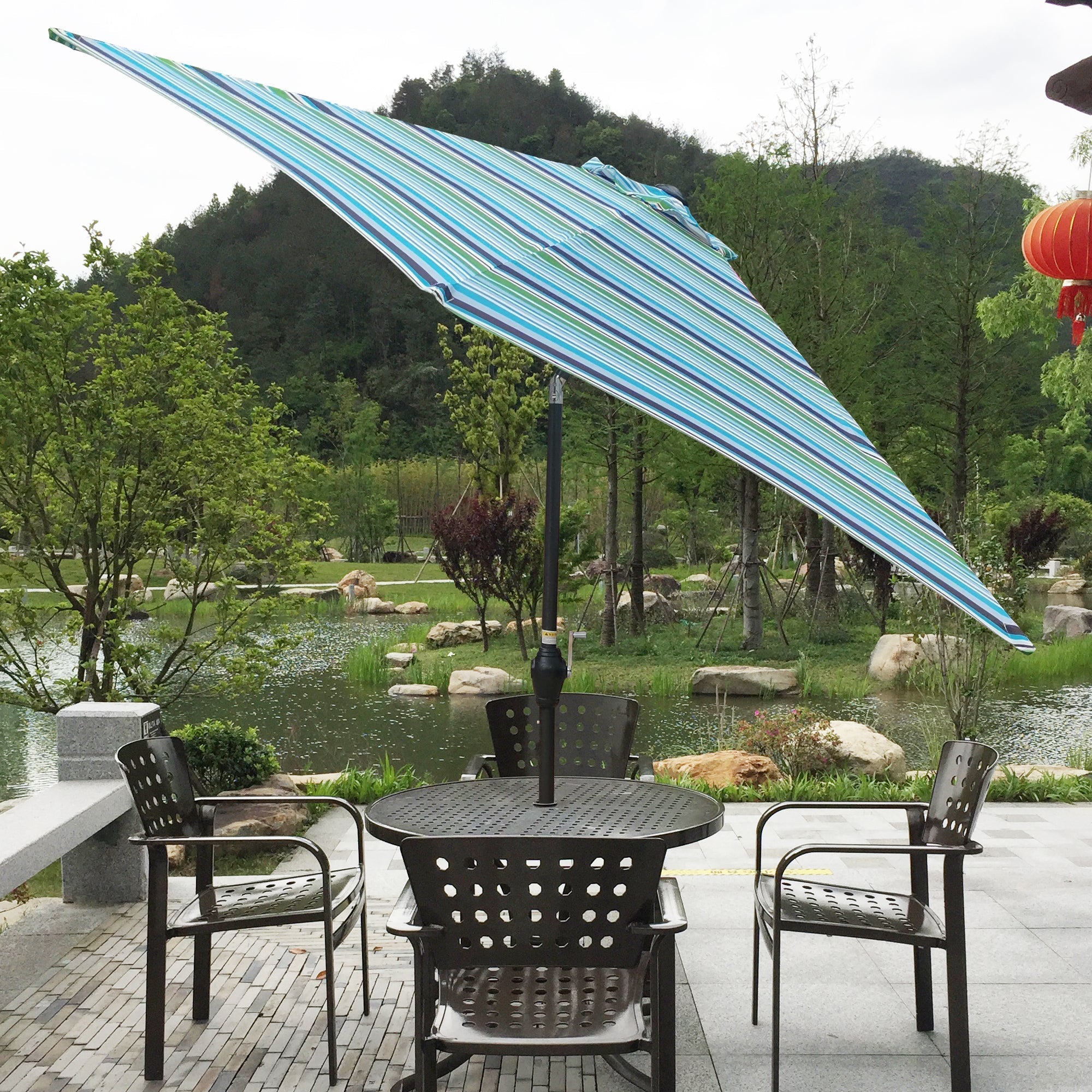 9FT Umbrella Blue Stripes
