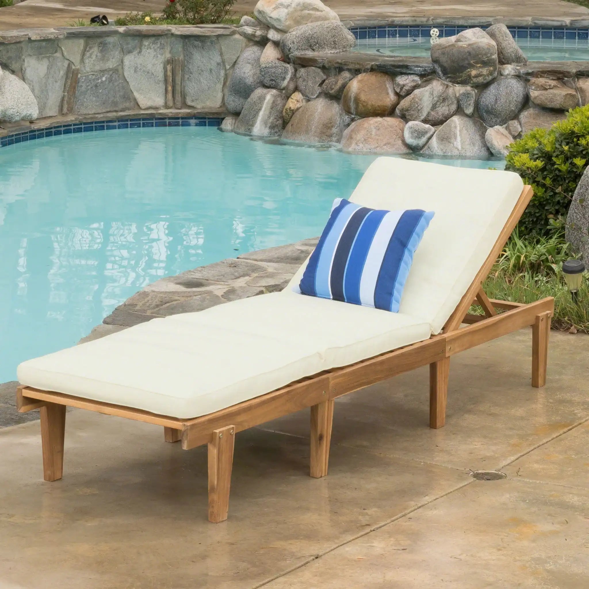 Ariana Wood Chaise Lounge with Cushion