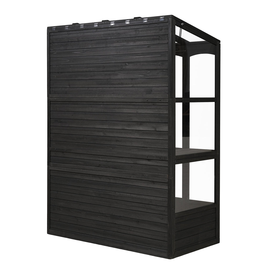 TOPMAX 78-inch Wooden Greenhouse Cold Frame with 4 Independent Skylights and 2 Folding Middle Shelves