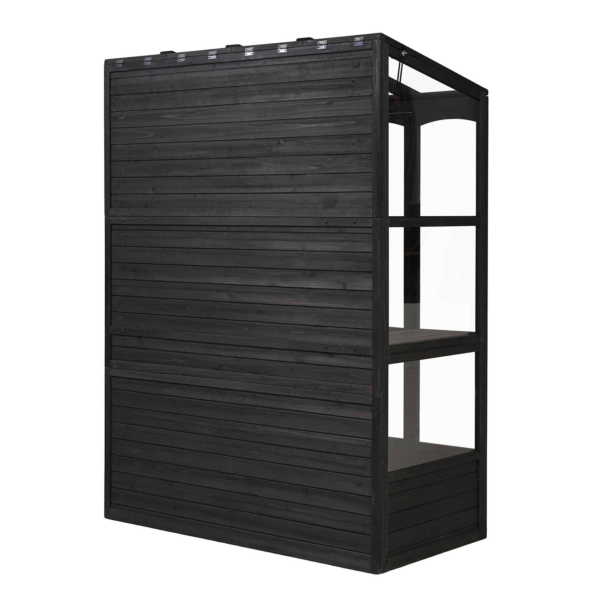 TOPMAX 78-inch Wooden Greenhouse Cold Frame with 4 Independent Skylights and 2 Folding Middle Shelves
