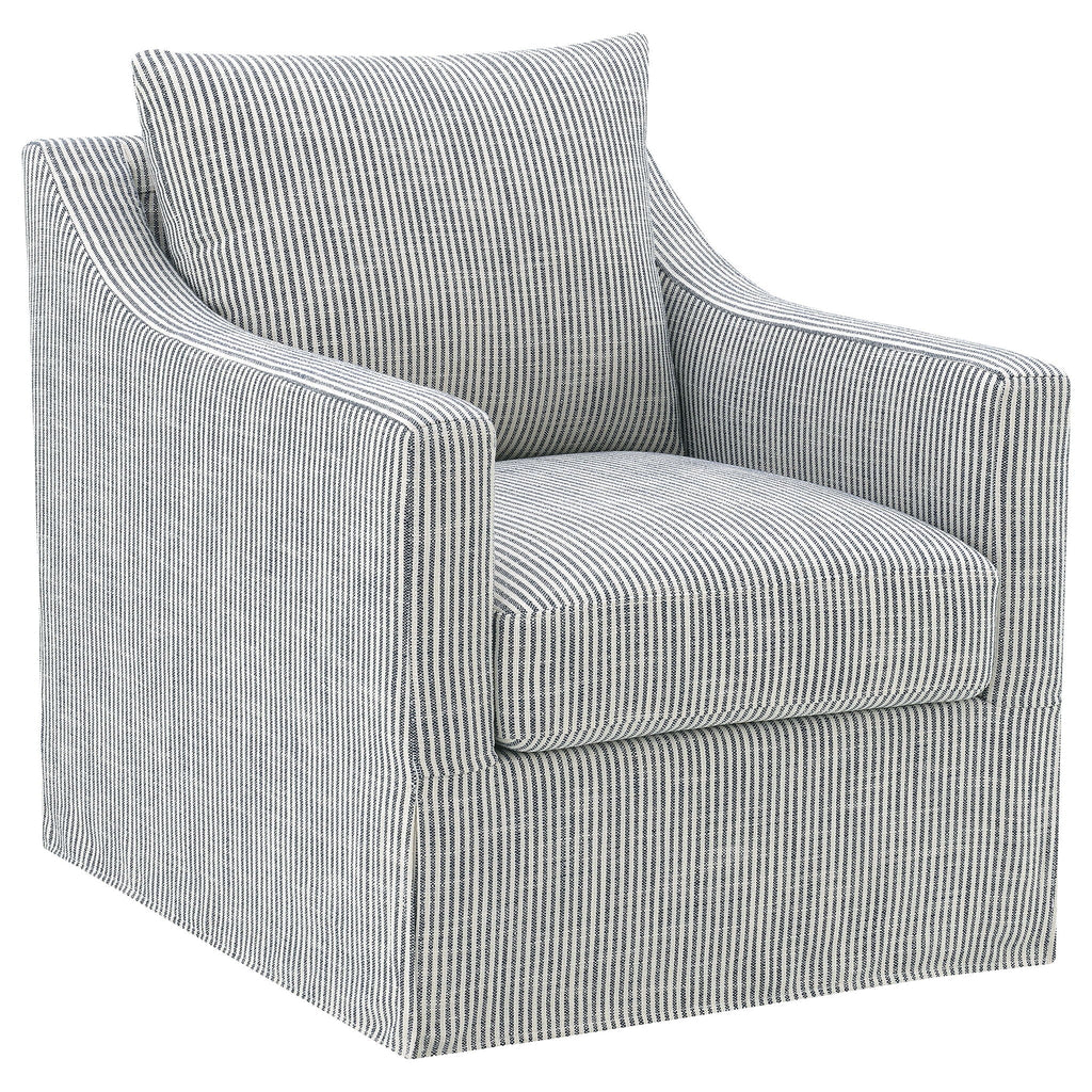 Merced - Upholstered Sloped Arm Accent Swivel Chair With 360 Degree Swivel Base - Gray