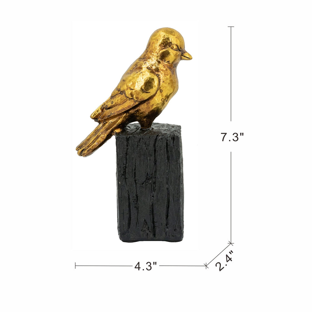 Gold Resin Songbird Sculpture on Black Faux Branch