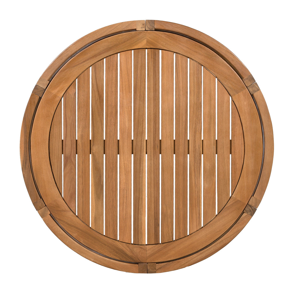 27.95" Acacia Wood Outdoor Coffee Table with Handwoven Rope Accent