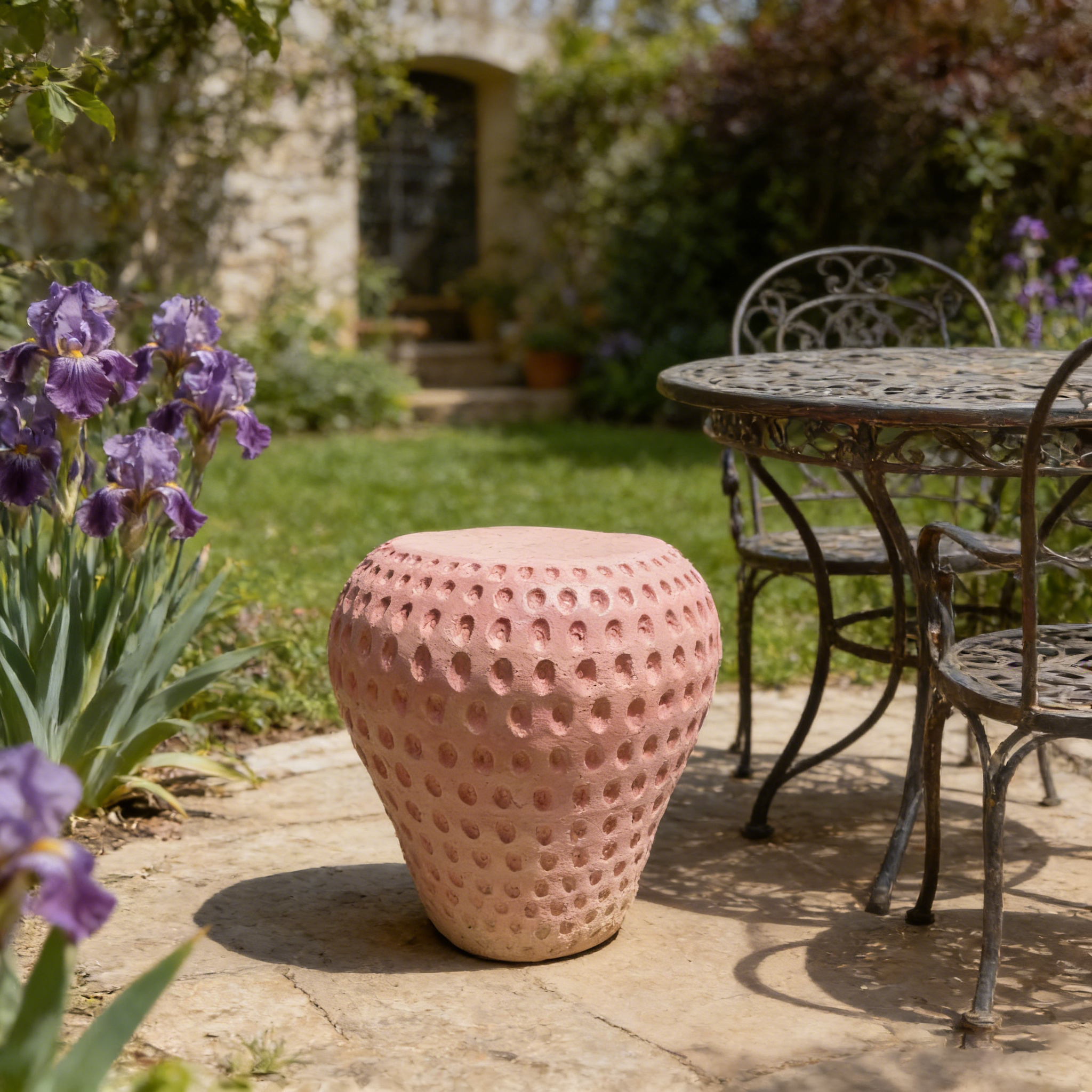 Strawberry Fruit Stool, 13.4" Oversized Resin Stool and Side Table