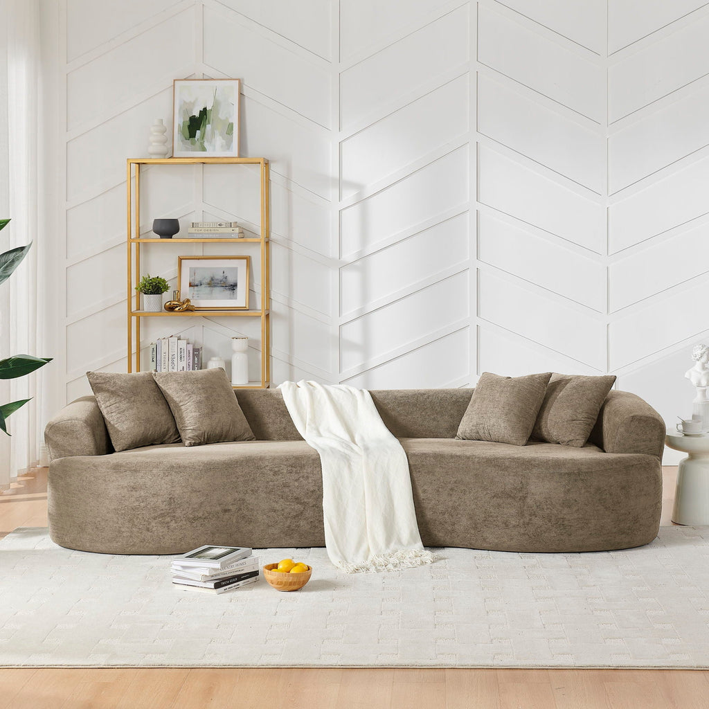 Cloud 4 Seater Sectional Curved Sofa, Minimalist Design - Light Brown