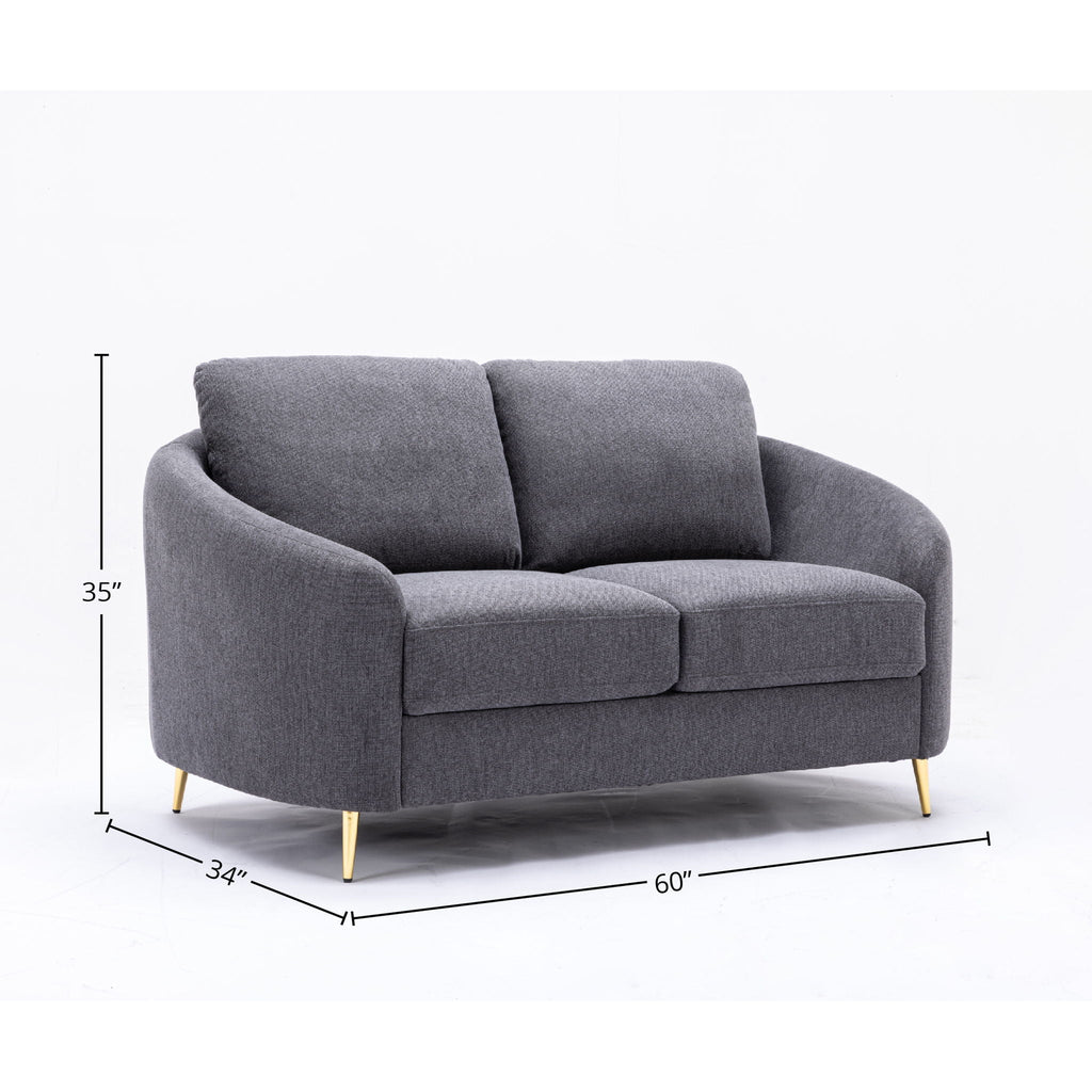 Yuina Linen Loveseat - Gray