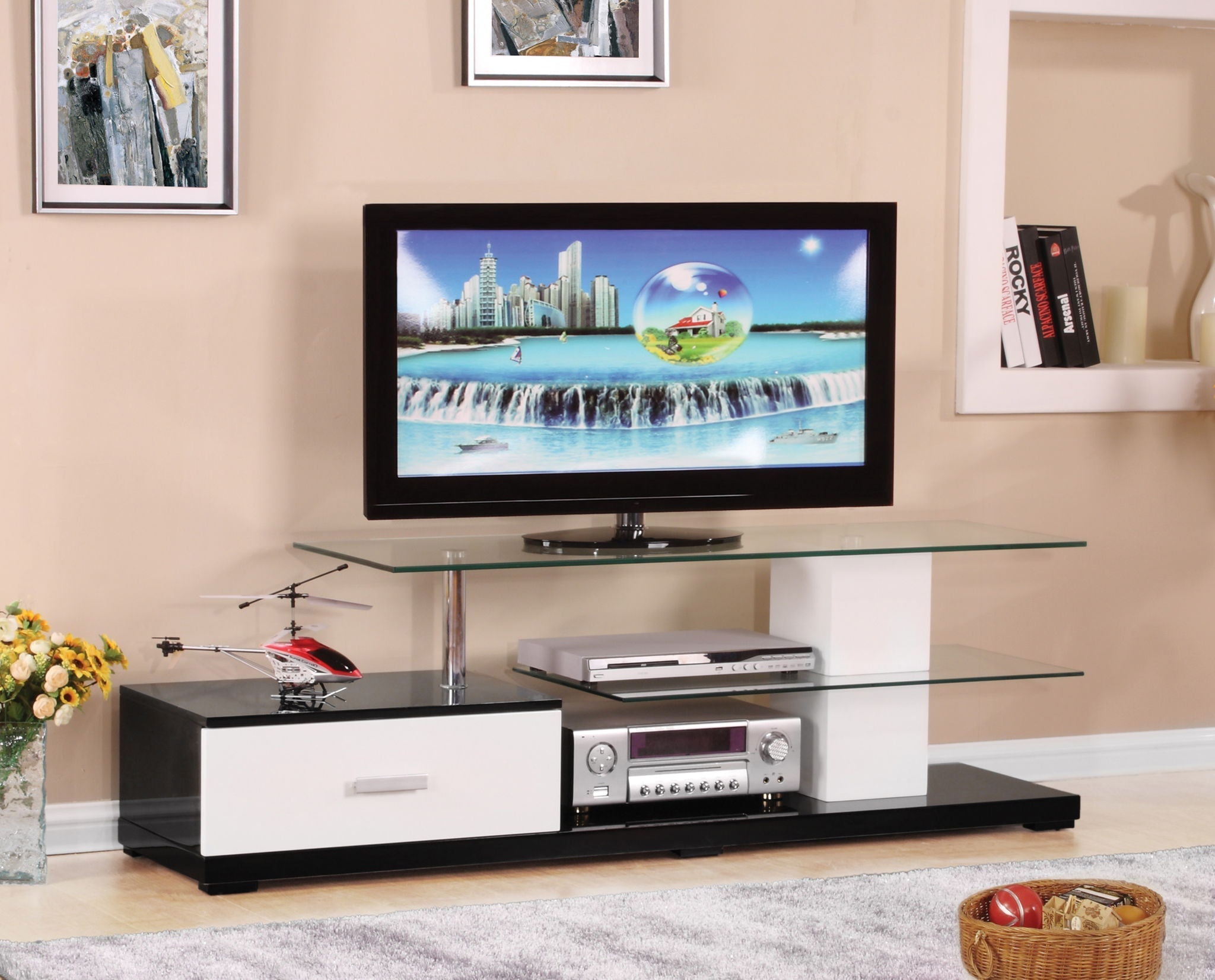 Ivana TV Stand - White / Black