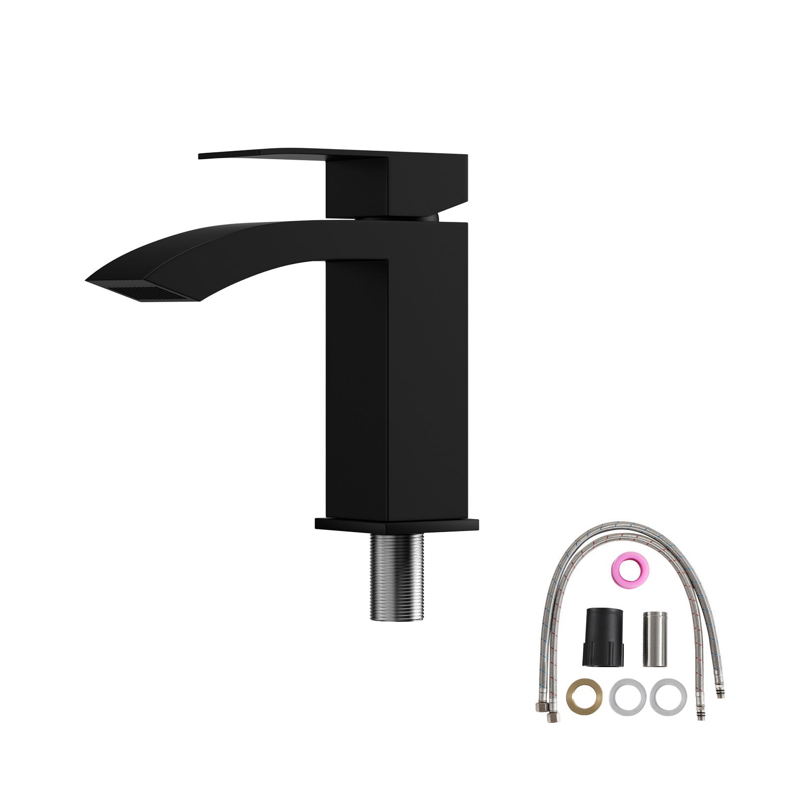 Wall Mounted Bathroom Sink With Towel Bar And Faucet - White / Black