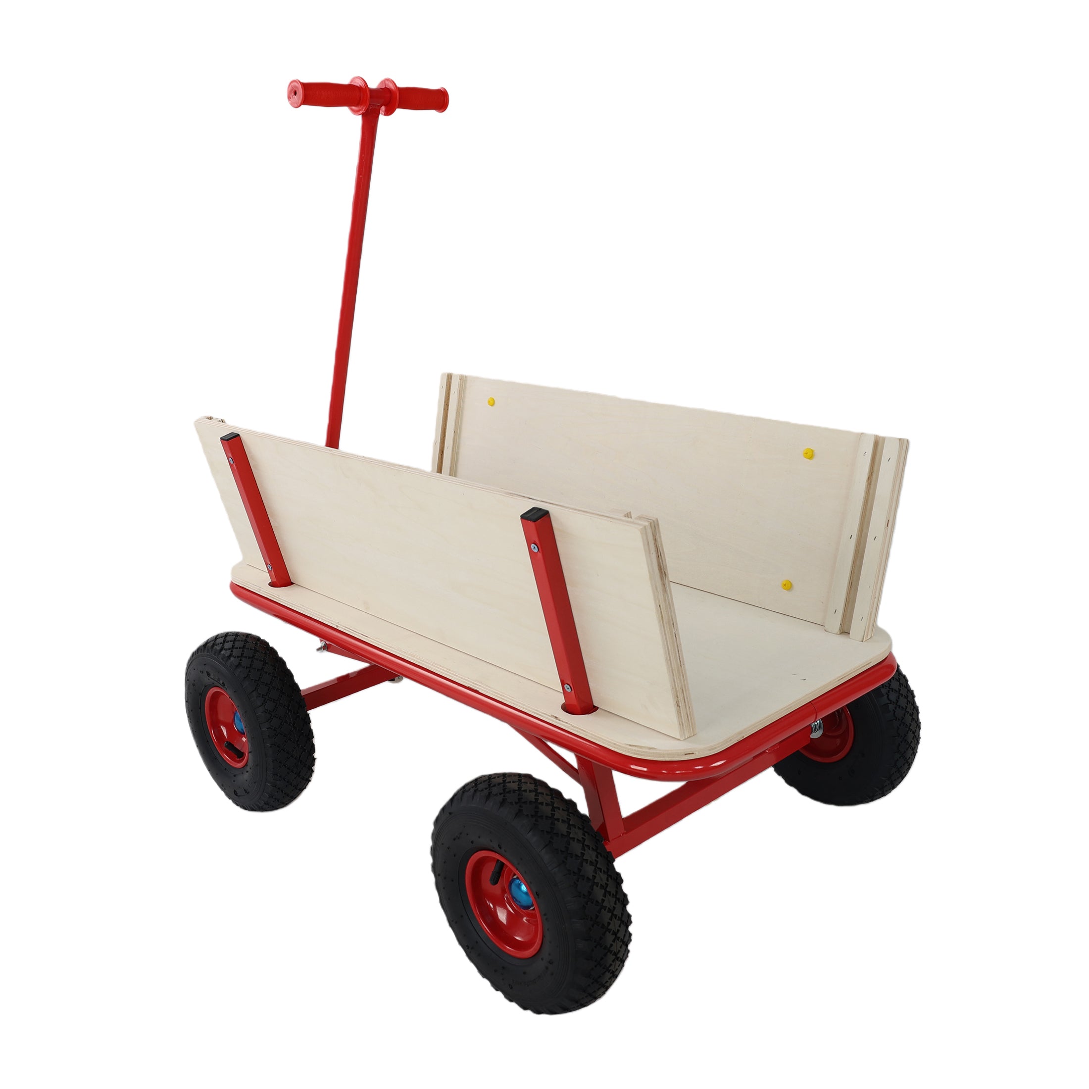 Wooden Children's Outdoor Stroller with Four-Wheel Design