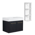 Modern Wall Mounted Bathroom Vanity With Resin Sink and Storage Rack