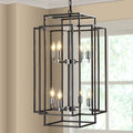 18' Modern 8-Light Black & Chrome Geometric Pendant Chandelier