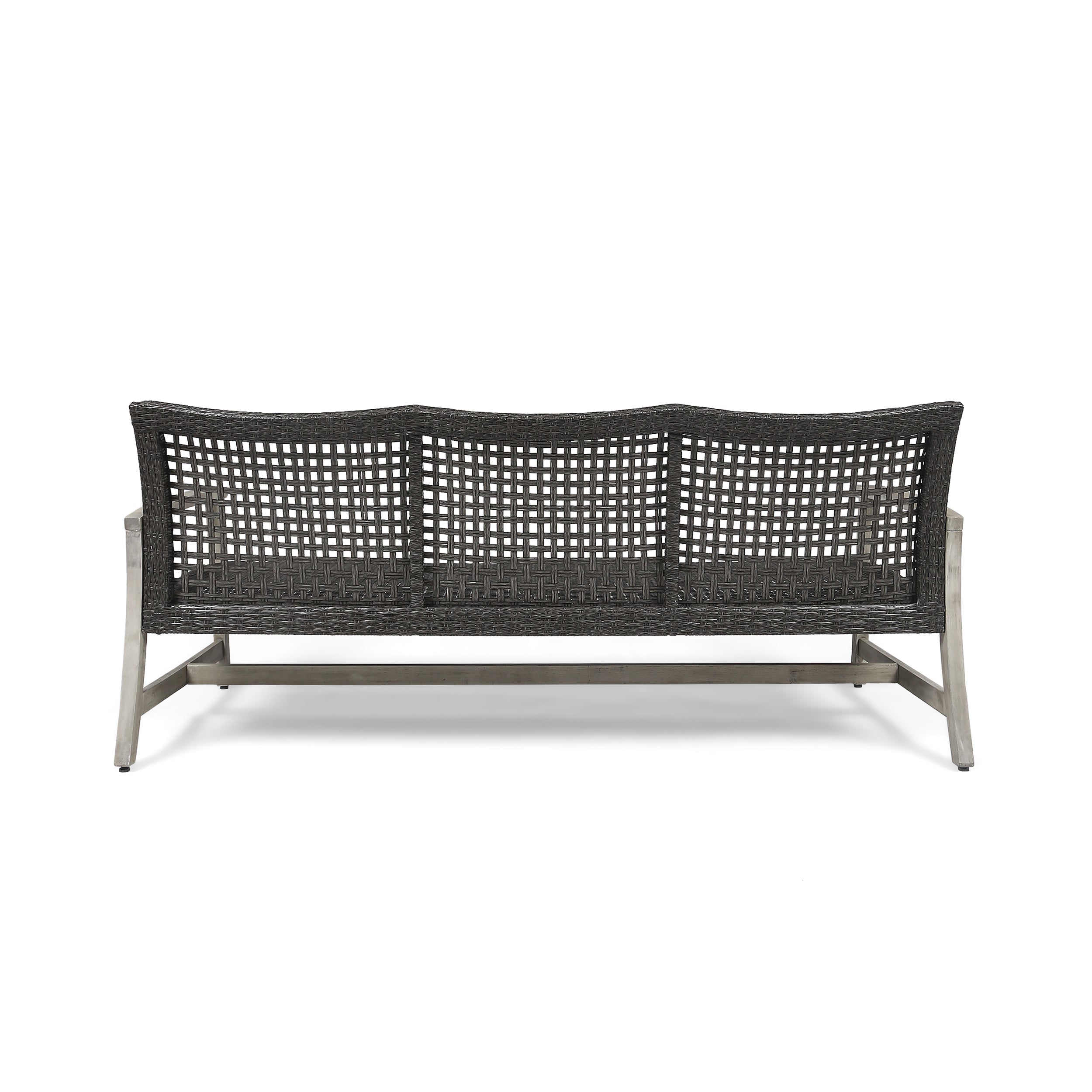 Outdoor Acacia Wood Wicker 3 Seater Sofa