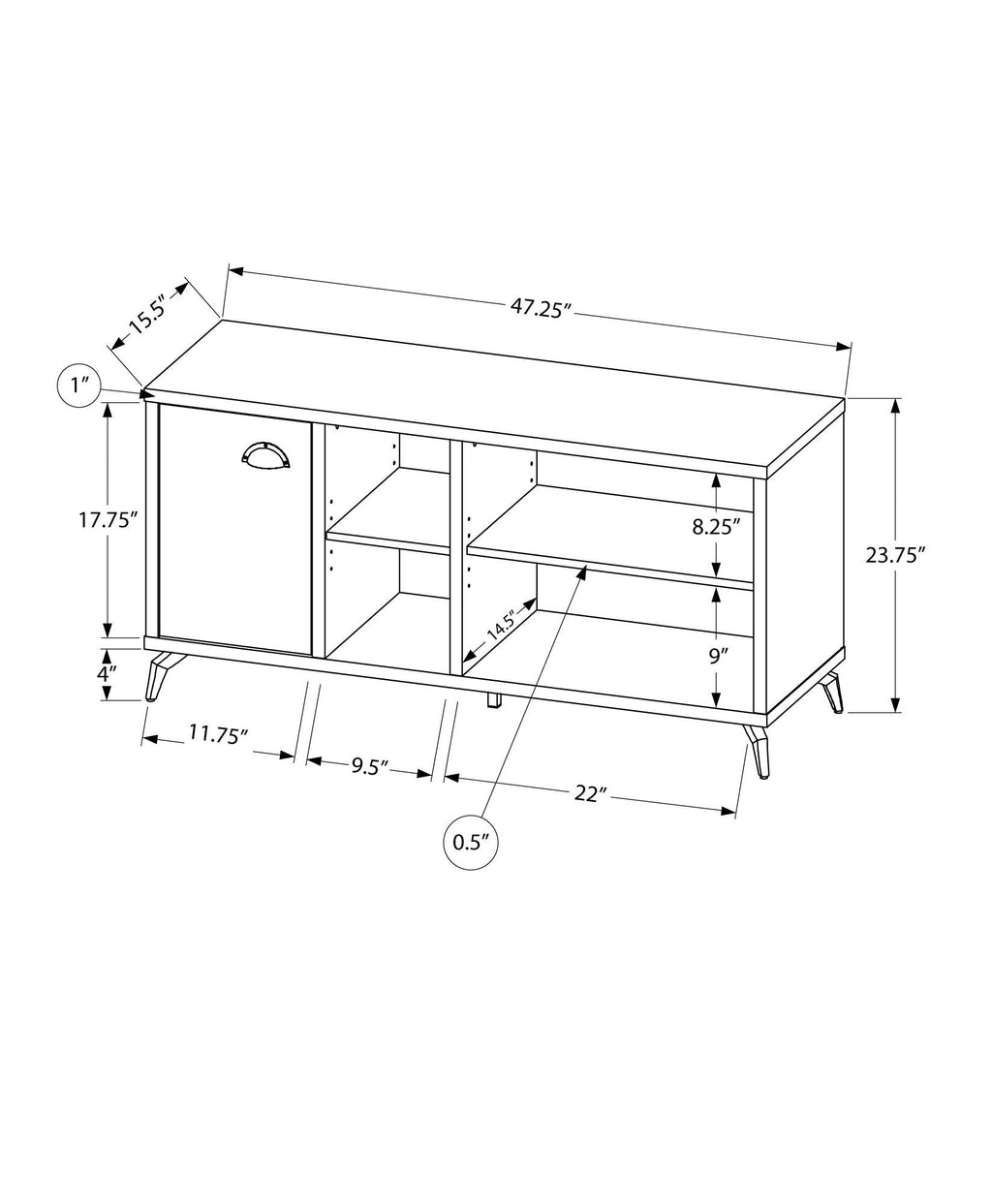 Contemporary TV Stand Console with Storage Cabinet