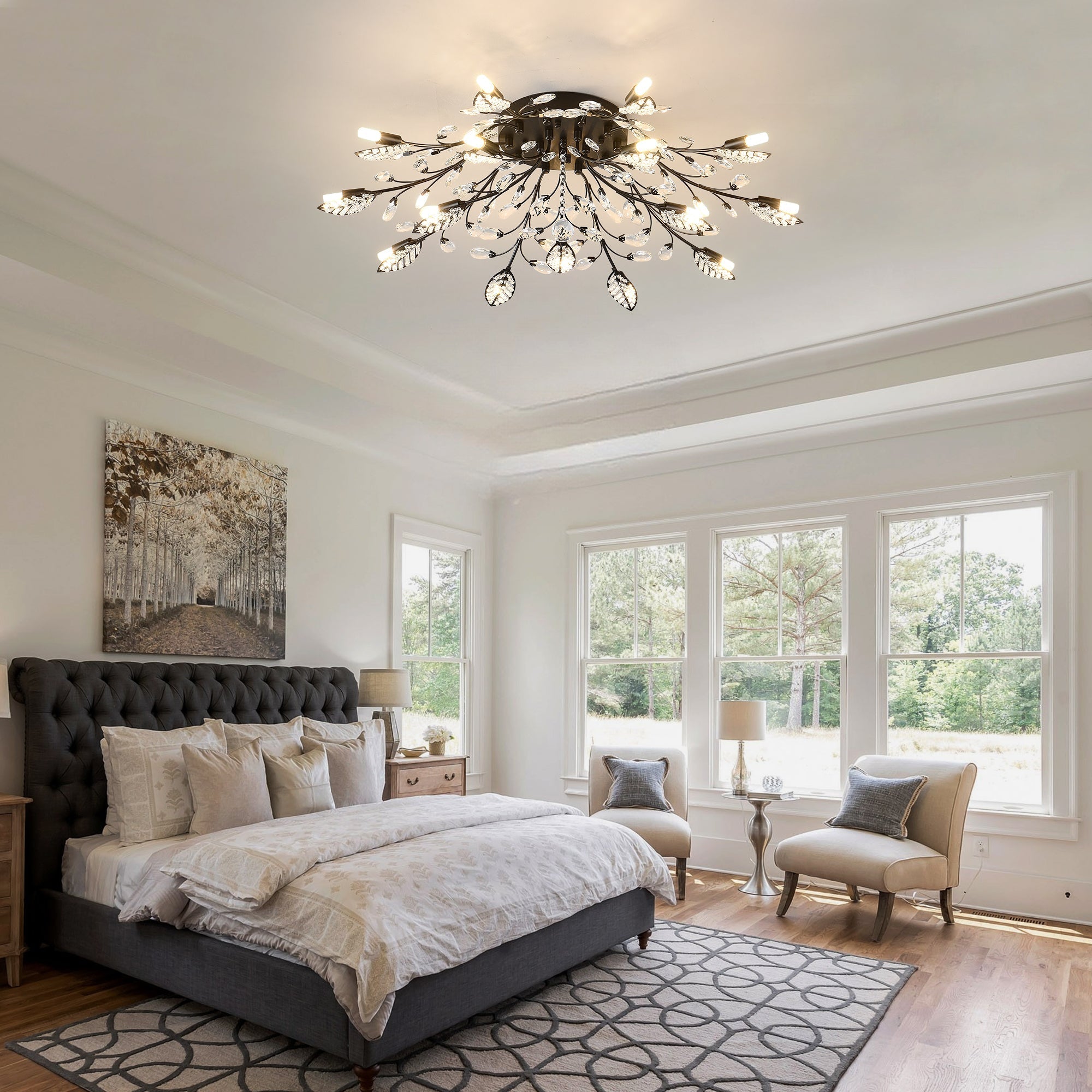 15-Light Chandelier Crystal Ceiling Lamp