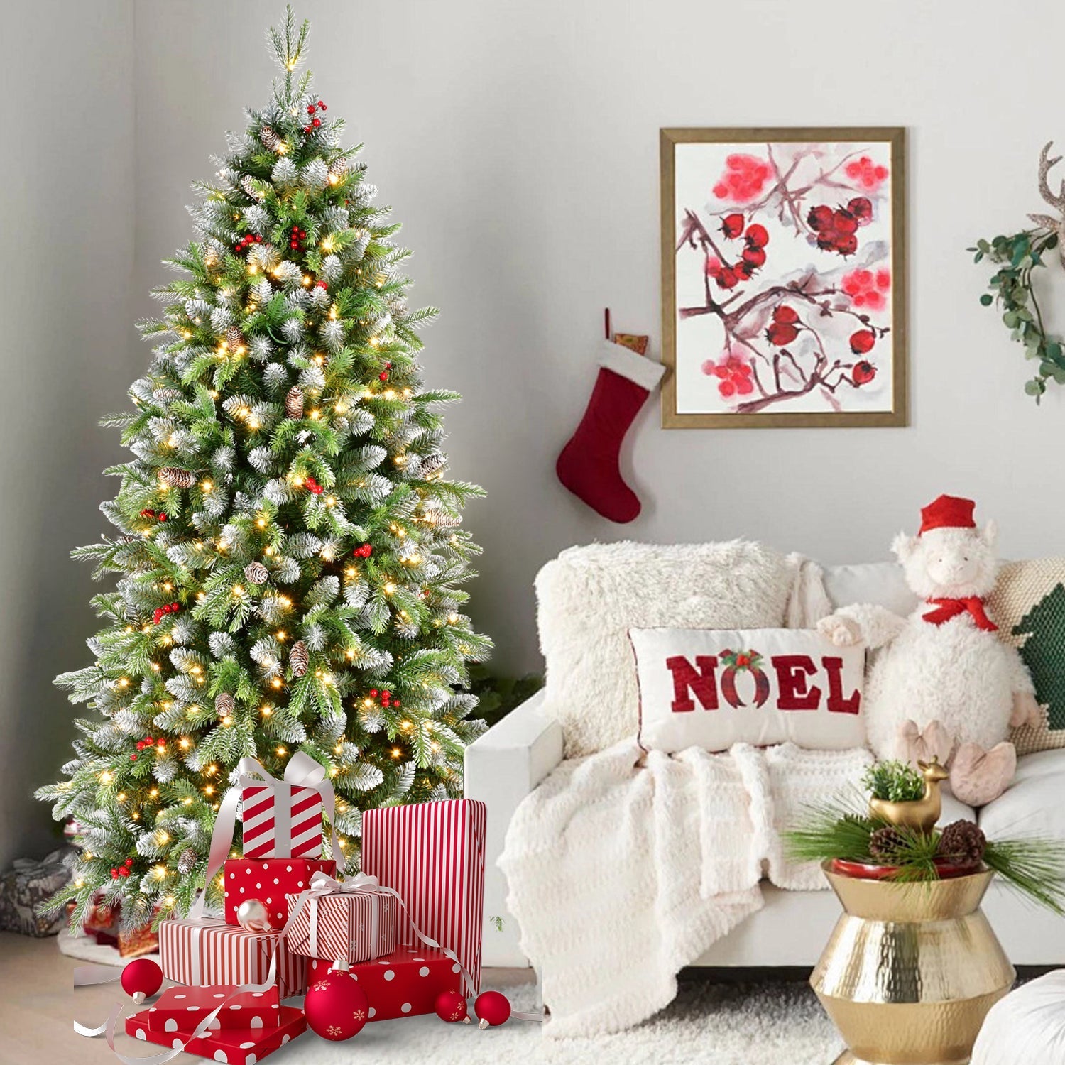 6ft Pre-Lit Artificial Christmas Tree with 380 Warm White LED Lights
