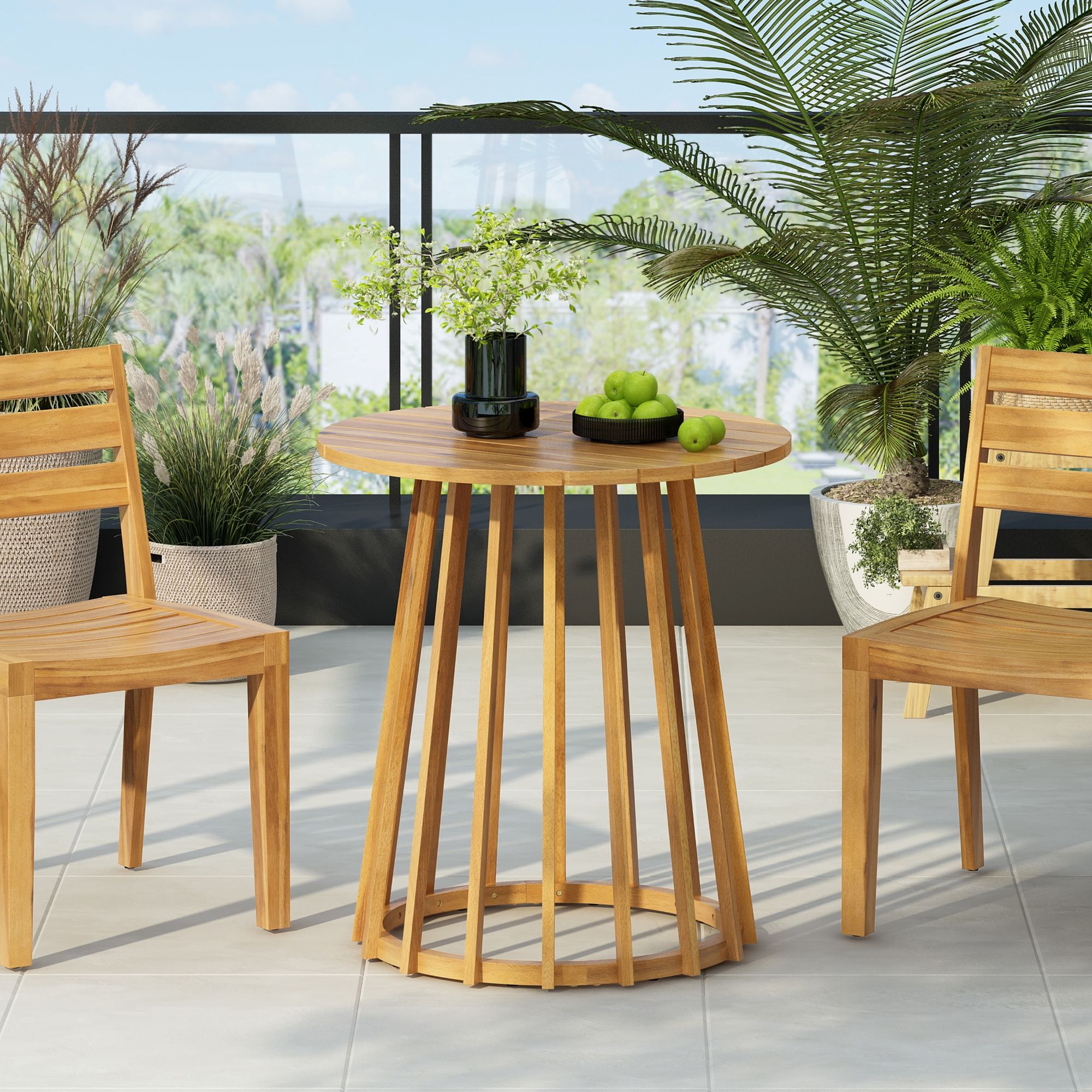 Outdoor Round Top Dining Table - Teak Bistro Table