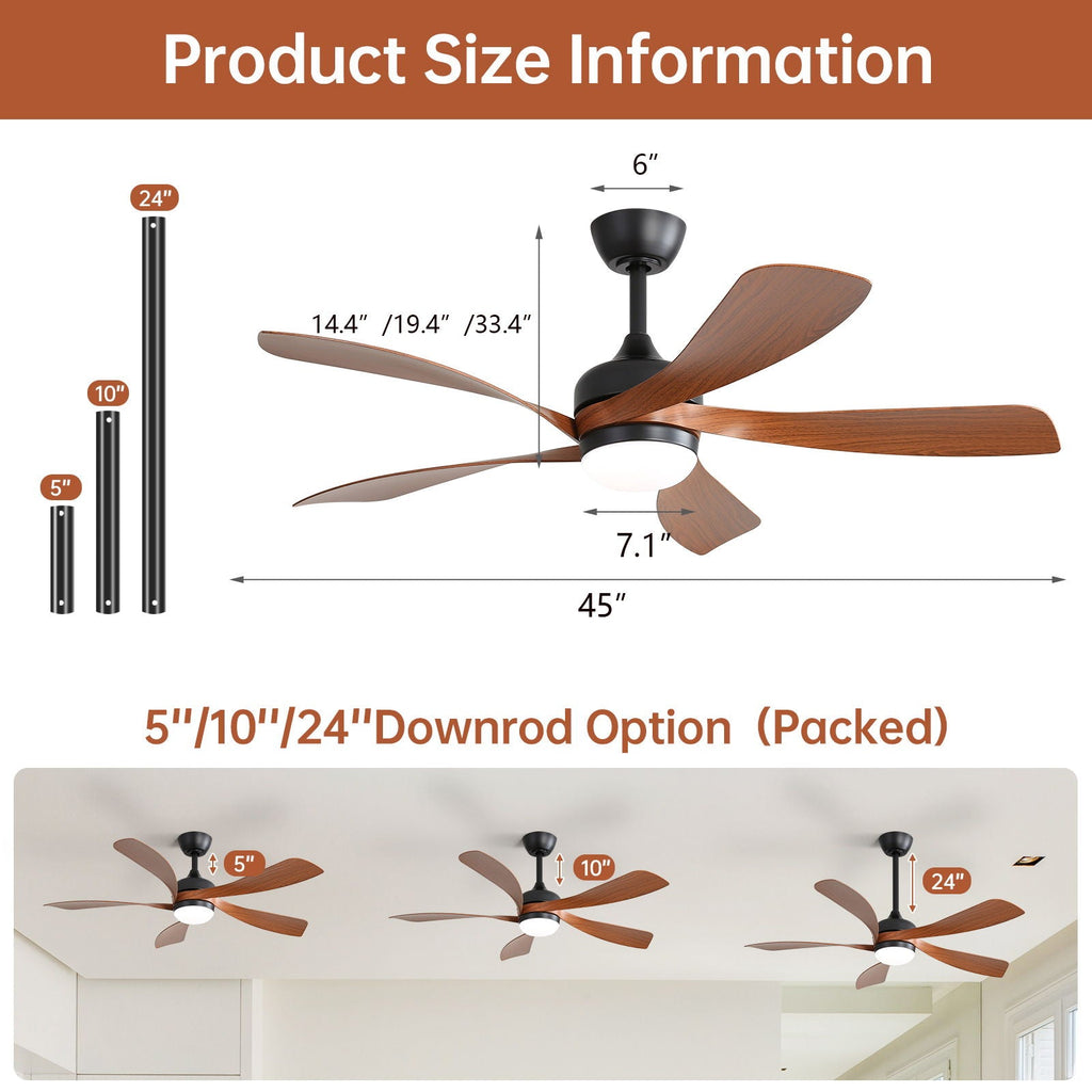 Ceiling Fan with DC Motor and Integrated Light