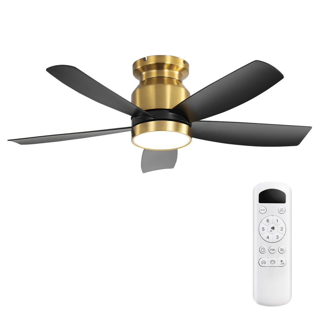 Flush Mount Ceiling Fan with LED Light and Remote Control