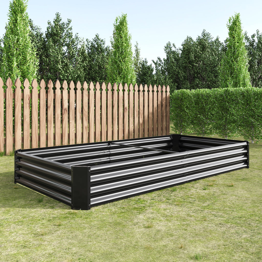 Raised Garden Bed Kit - Metal 7.6x3.7x0.98 ft Black