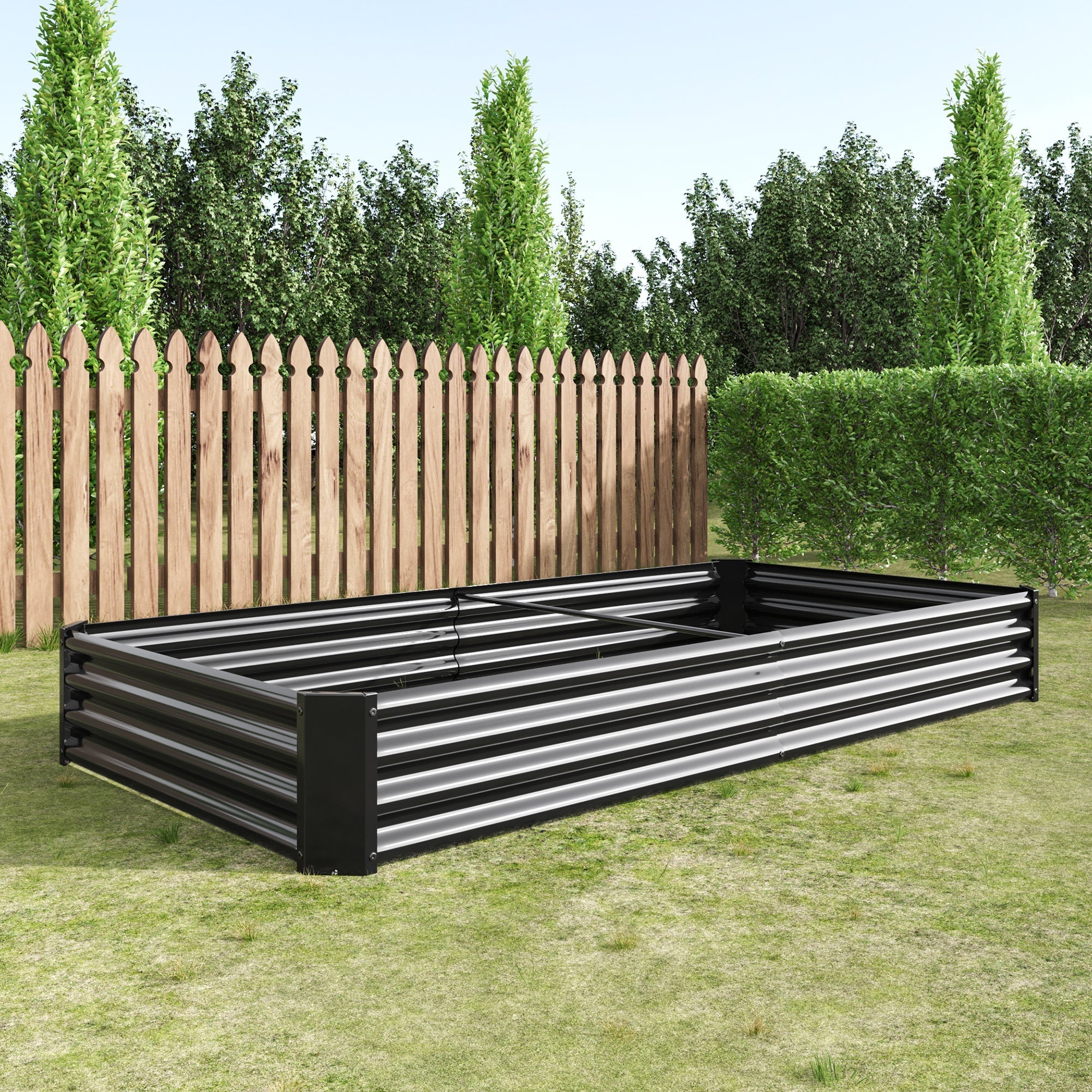 Raised Garden Bed Kit - Metal 7.6x3.7x0.98 ft Black