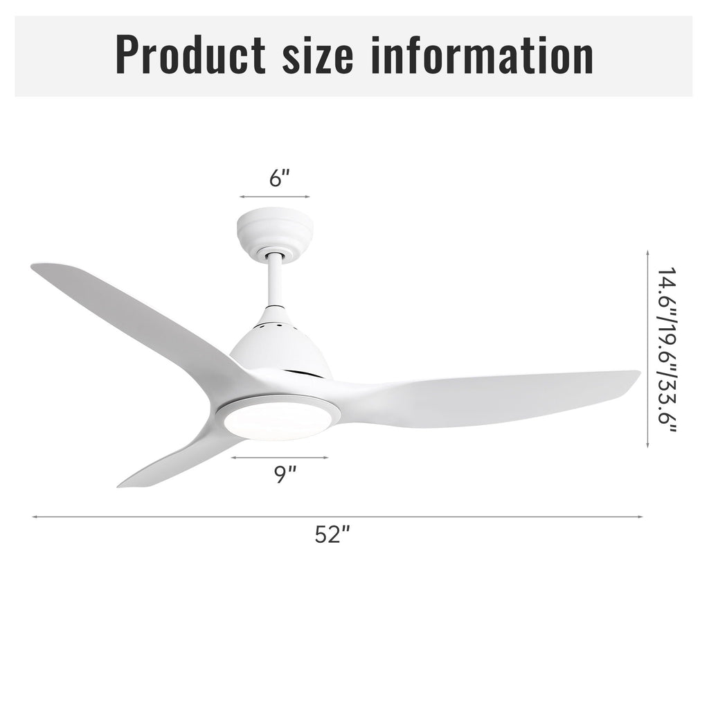 Bredoom Ceiling Fan With Remote Control And LED Light