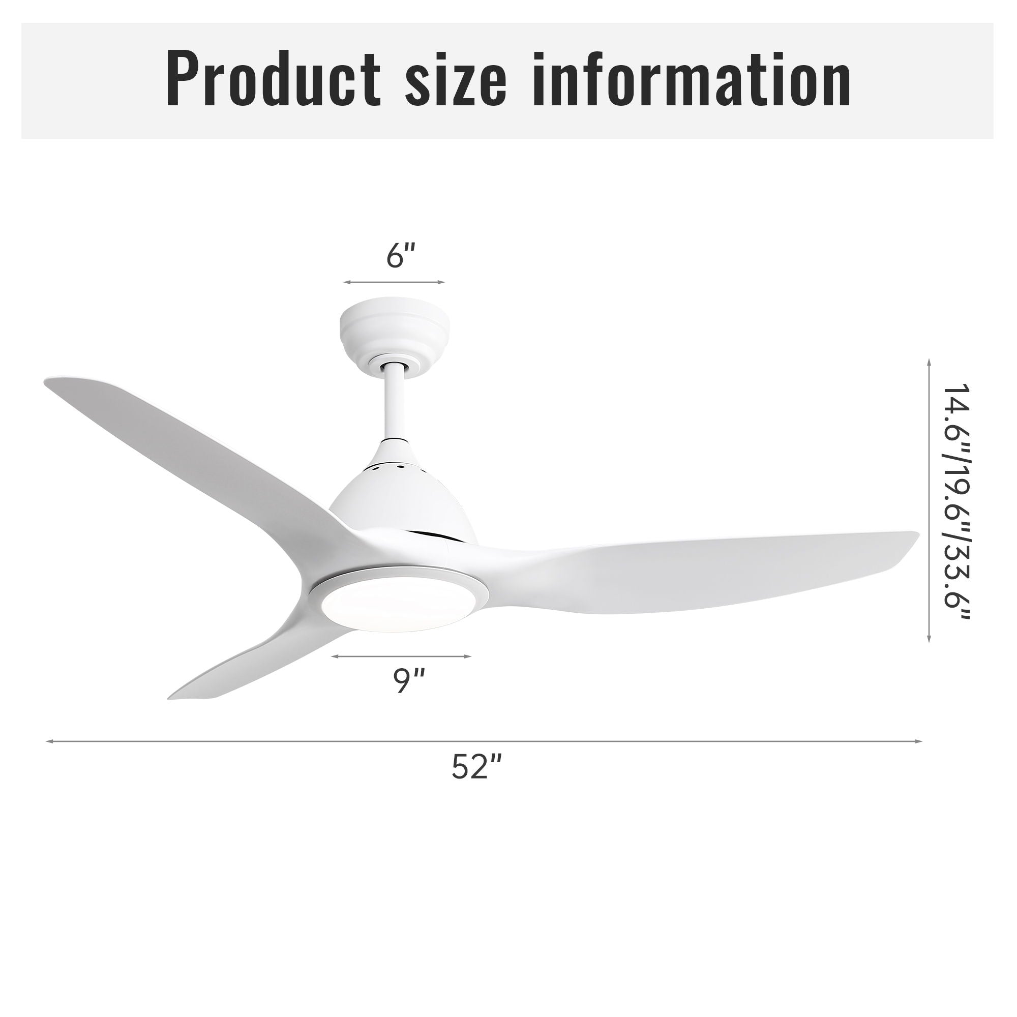 Bredoom Ceiling Fan With Remote Control And LED Light