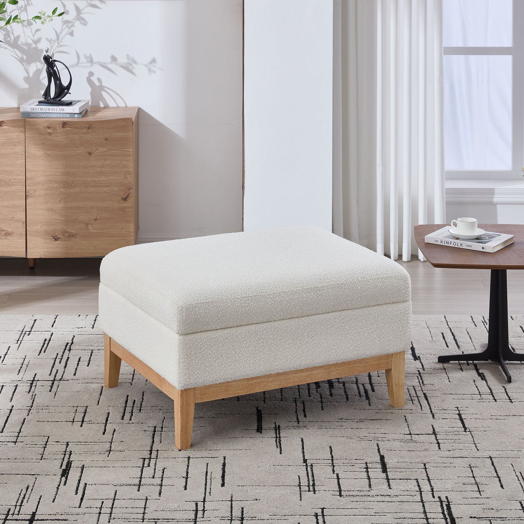 Upholstered Storage Ottoman With Reversible Lid Coffee Table, Foot Stool