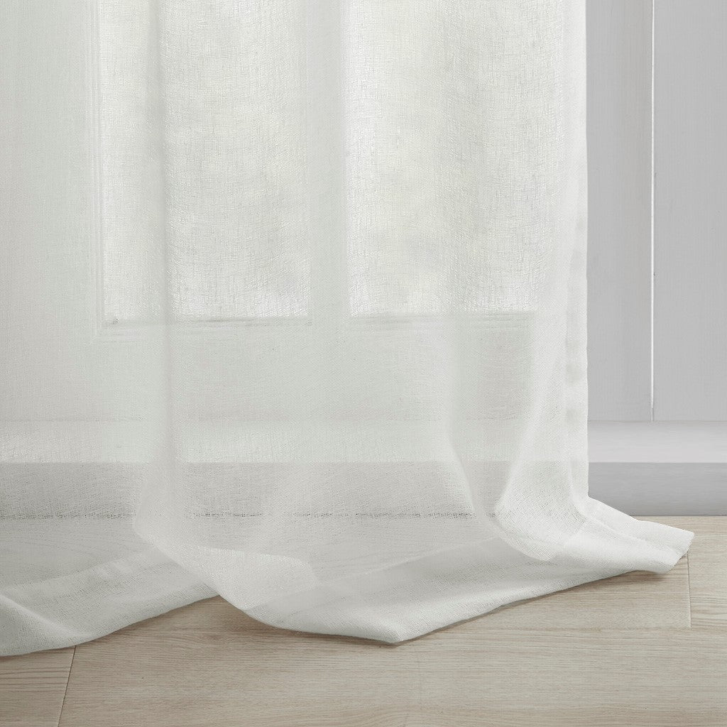 Floral Embellished Tab Top Solid Curtain Panel