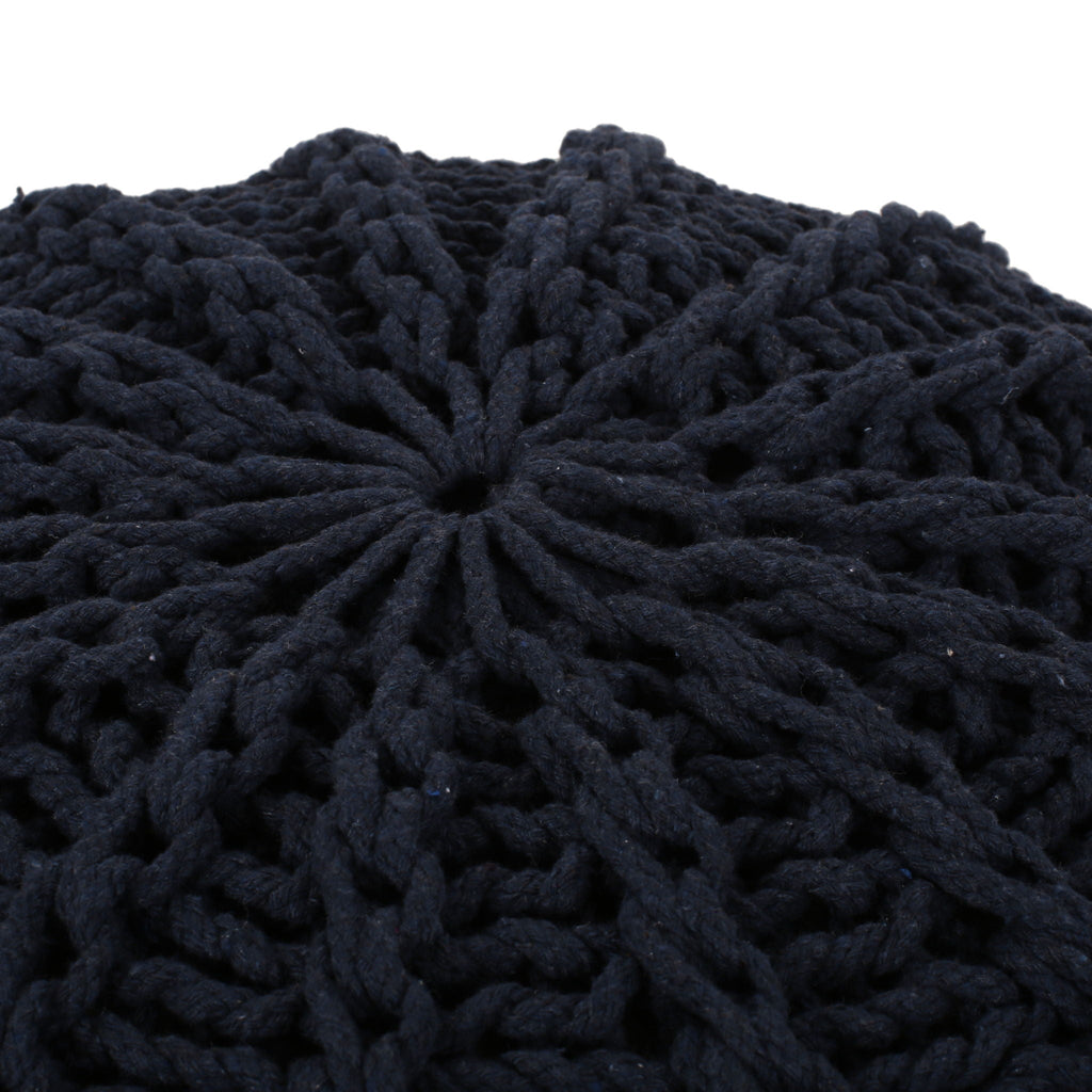 Bordeaux Knitted Round Pouf Ottoman And Floor Cushion