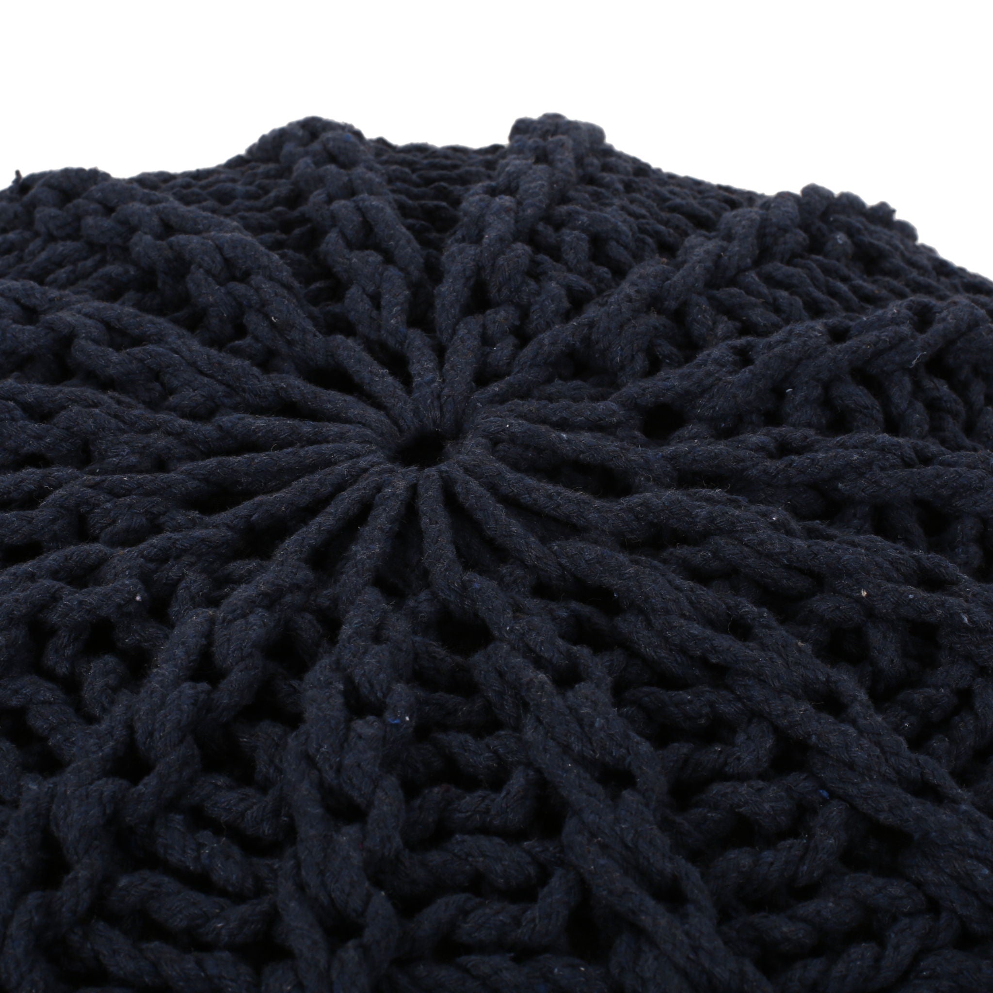 Bordeaux Knitted Round Pouf Ottoman And Floor Cushion