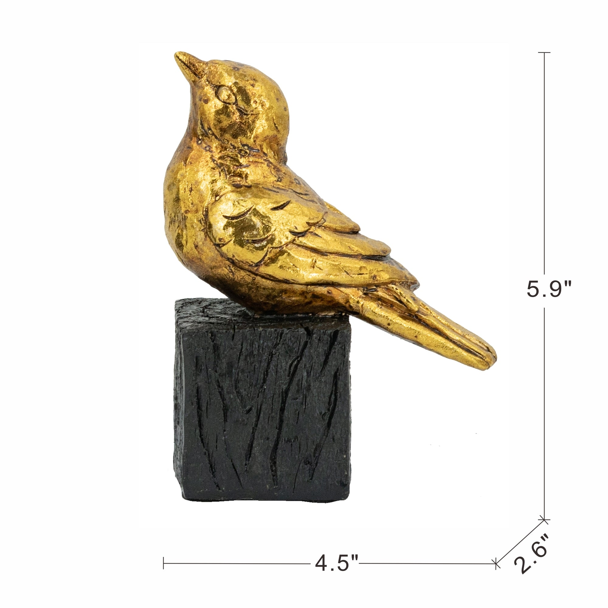 Gold Resin Songbird Sculpture On Black Faux Branch